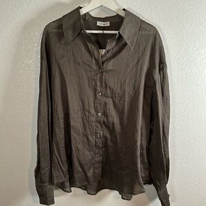 Lattelier Gray Puff Sleeve Oversized Blouse Size Small NWT